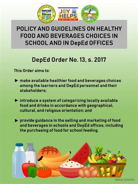 DepEd Releases New Policy Guidelines on Canteen Food Choices 2017.
